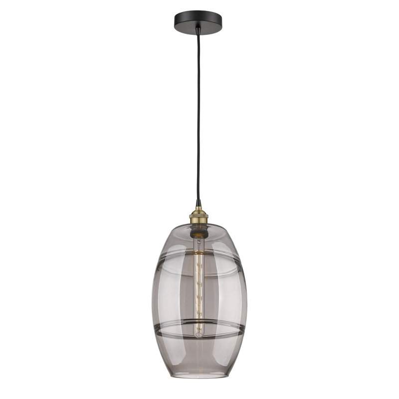 Mini-luminaire suspendu 1 lumière Edison Bettylou-616-G557, H 18,5 po x l 10 po x P 10 po, Gris fumée clair