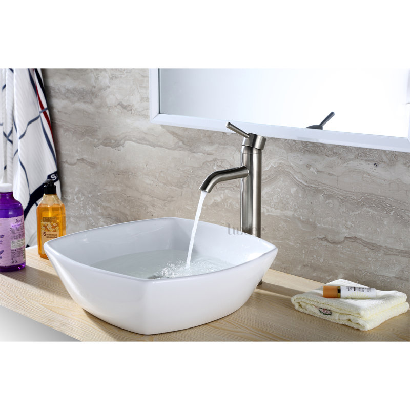 Robinet de salle de bain vasque avec bonde, Nickel brossé