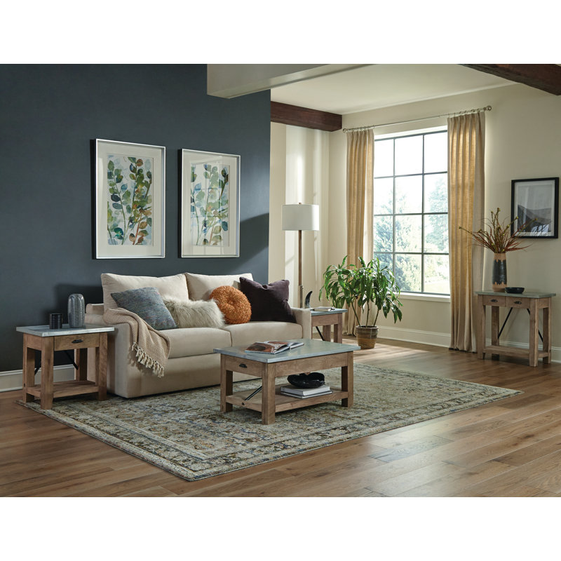 Crockett 36"W Industrial Rustic Solid Wood Frame Rectangular Coffee Table With Storage