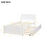 Lit plateforme simple blanc avec lit gigogne - Structure en bois massif pour une chambre à coucher reposante avec un confort maximal-129267068