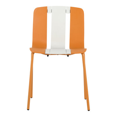 Ensemble de 4 chaises modernes en bloc de couleur avec pieds en métal et siège en plastique PP. Sièges ergonomiques confortables, structure fraîche, convenant aux chaises de salle à manger, aux sièges, aux pieds,