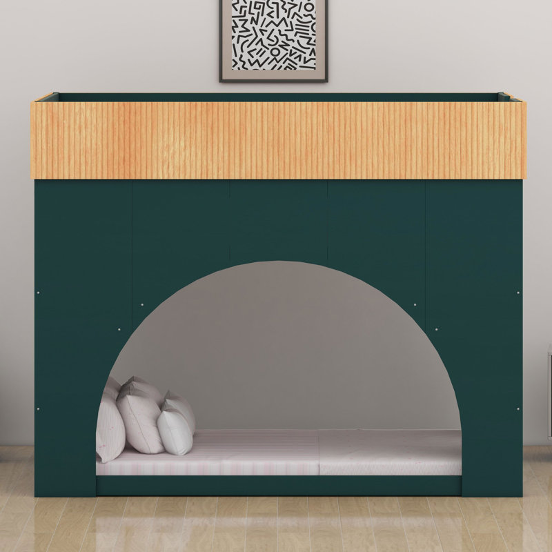 Lit superposé avec éclairage intégré et conception semi-circulaire artistique pour chambres d'enfants, Lit double