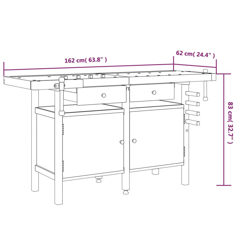 Jemotte 162cm W Workbench