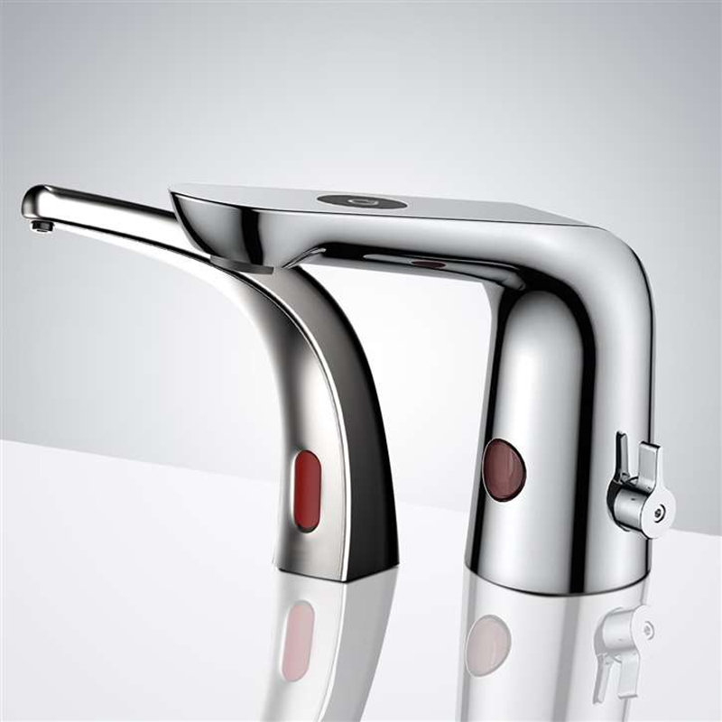 Distributeur de savon sans contact Creteil Chrome, solution hygiénique épurée pour votre salle de bain