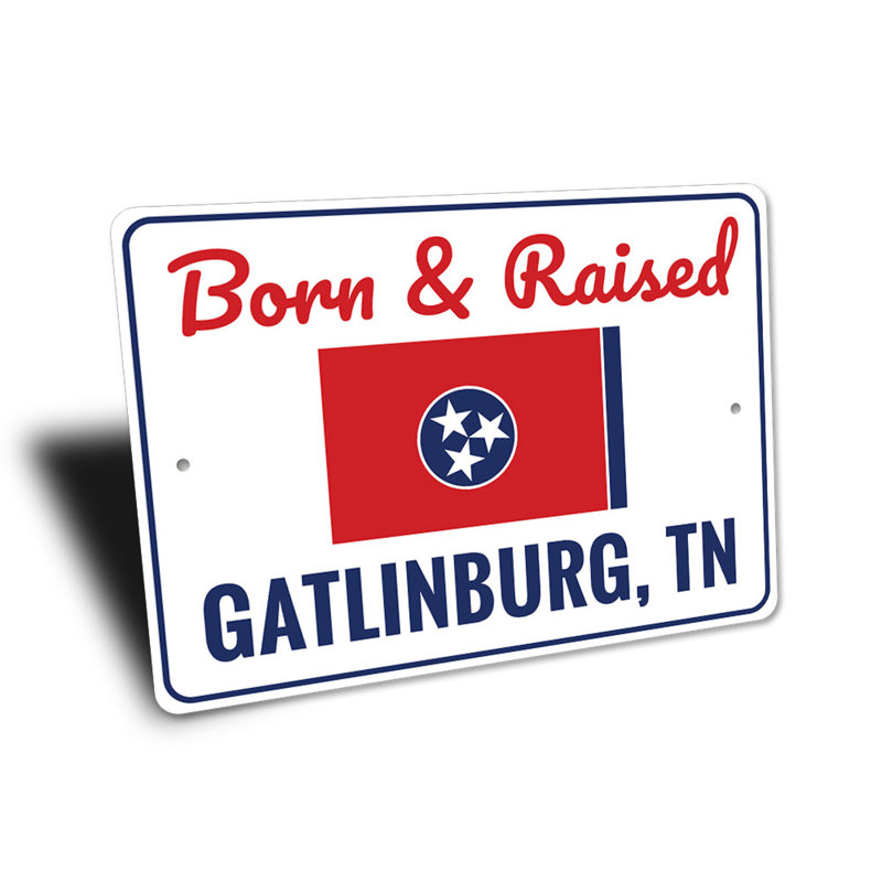 Born And Raised Tennessee Sign, 10" H x 14" W x 0.04" D