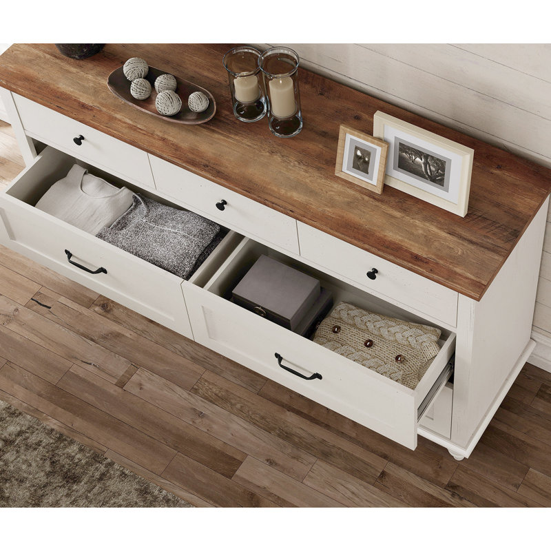 Commode pour enfants avec 7 tiroirs, commode pour chambre d'enfant, vestibule, Blanc cassé
