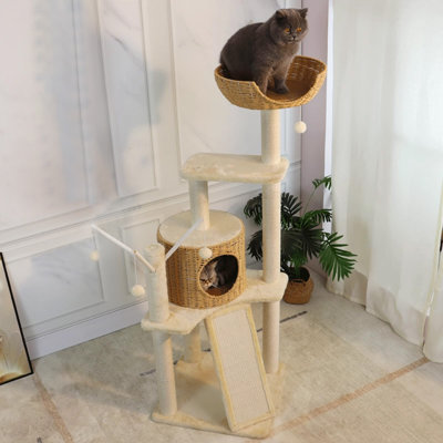 3 Tiers Cat Tree with Condons,Perch,Scratching Posts