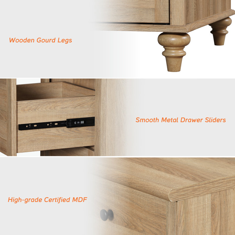 Scarlett Sideboard Cabinet With Bar Hutch, Buffet Cabinet With 2 Drawers, 3 Tier Shelves And 4 Wood Doors, 135'', Oak