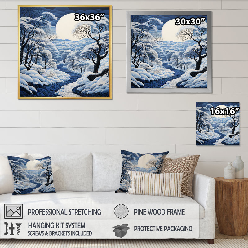 «Snow Winters Moon Solitude II», reproduction sur toile, H 16 po x l 16 po x P 1 po, Toile tendue