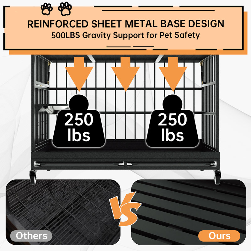 Extra Large Black Rolling Heavy Duty Dog Crate with Wheels