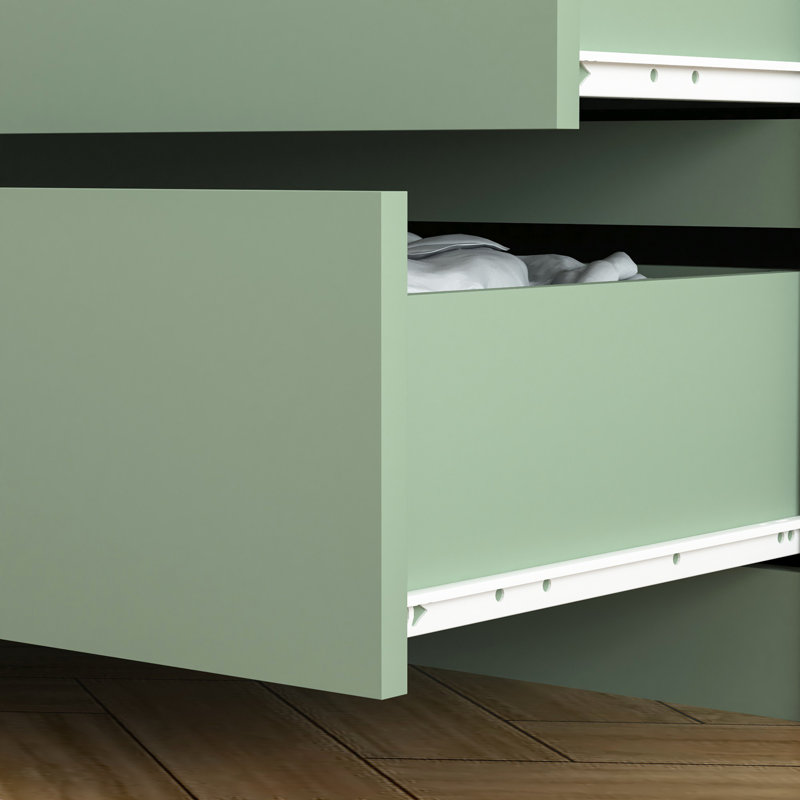 Green 6-Drawer Modern Wood Dresser