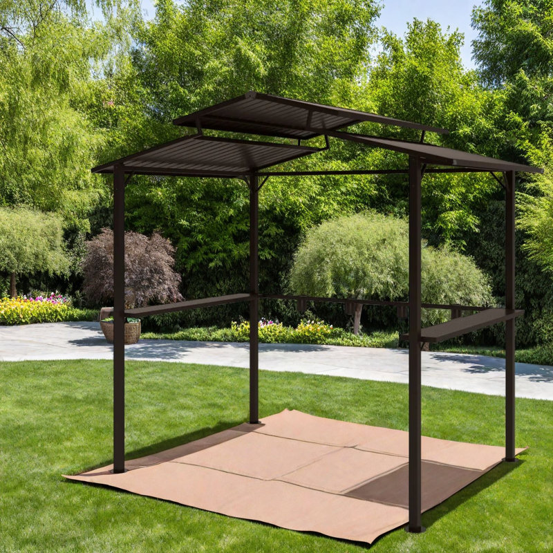 Auvent de gril en métal durable avec rangement, conception moderne pour barbecue extérieur