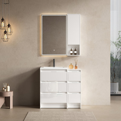 36" Freestanding Bathroom Vanity With Resin Sink