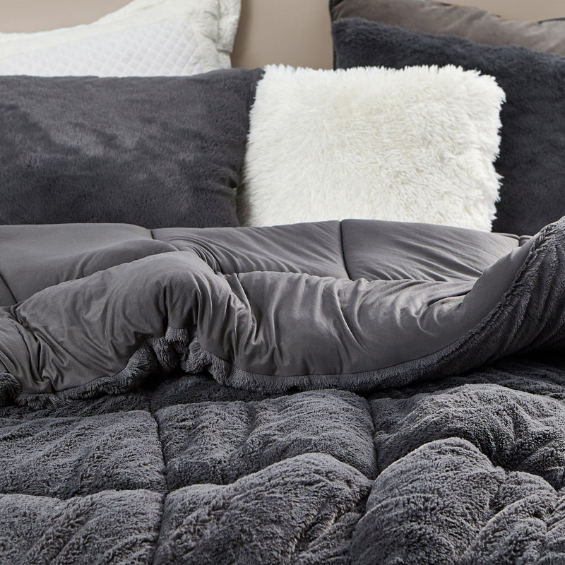 Coma Inducer Are You Kidding Bare Oversized Comforter Set, Gray, Queen Comforter