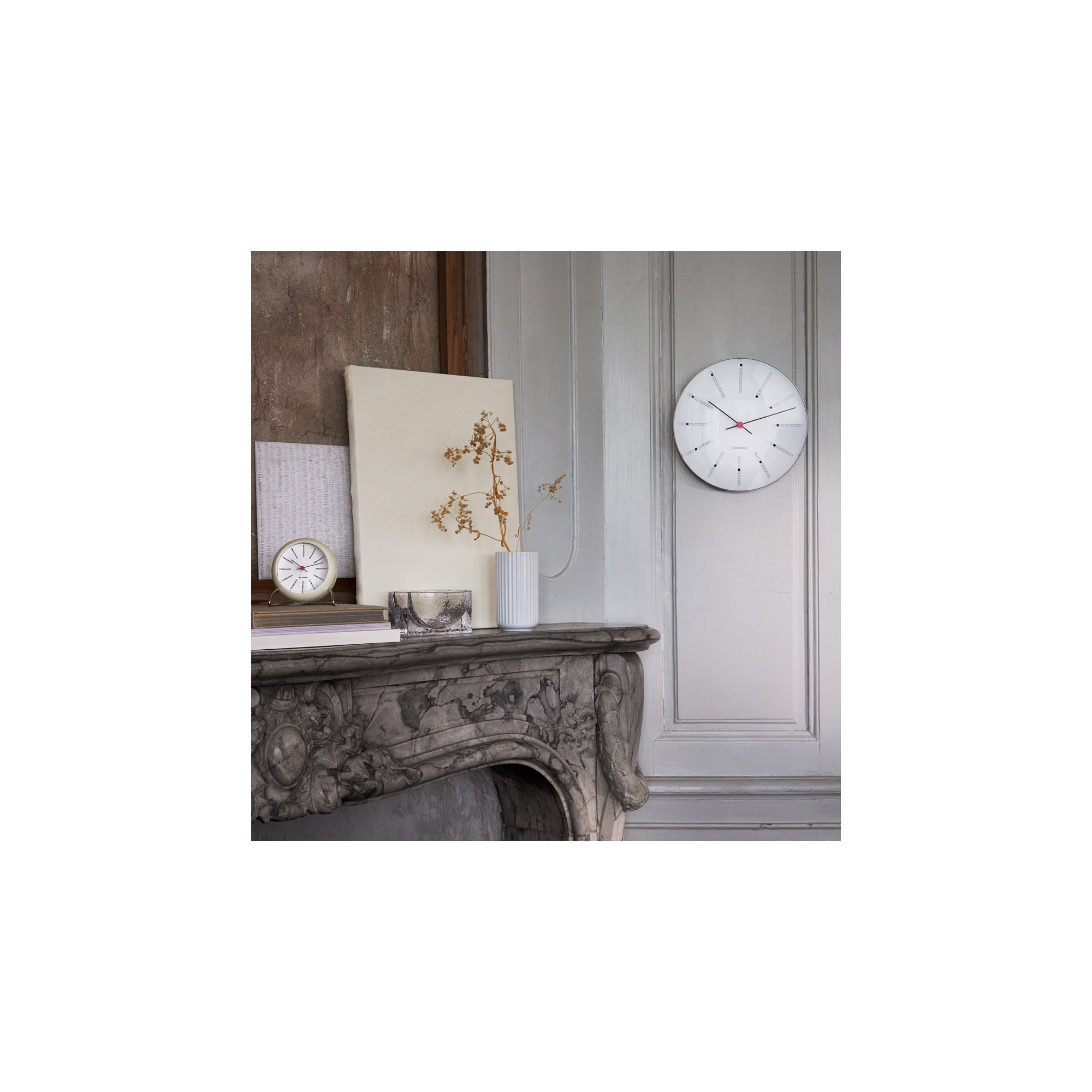 Bankers Electric Clock, White/Silver