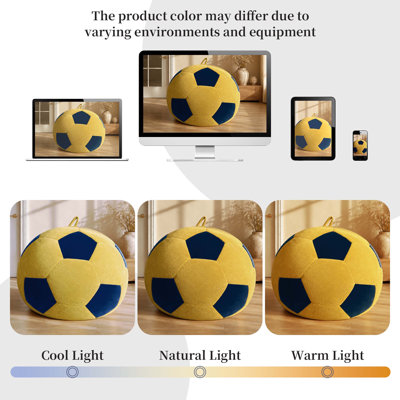 Grand pouf en forme de ballon de soccer, coutures multicolores, grand pouf confortable et relaxant pour la chambre, le salon, le coin lecture, siège de détente intérieur pour adultes et adolescents