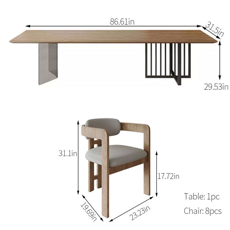 Ensemble de salle à manger rectangulaire l 31,5 po, H 29,53 po x L 86,61 po x l 31,5 po