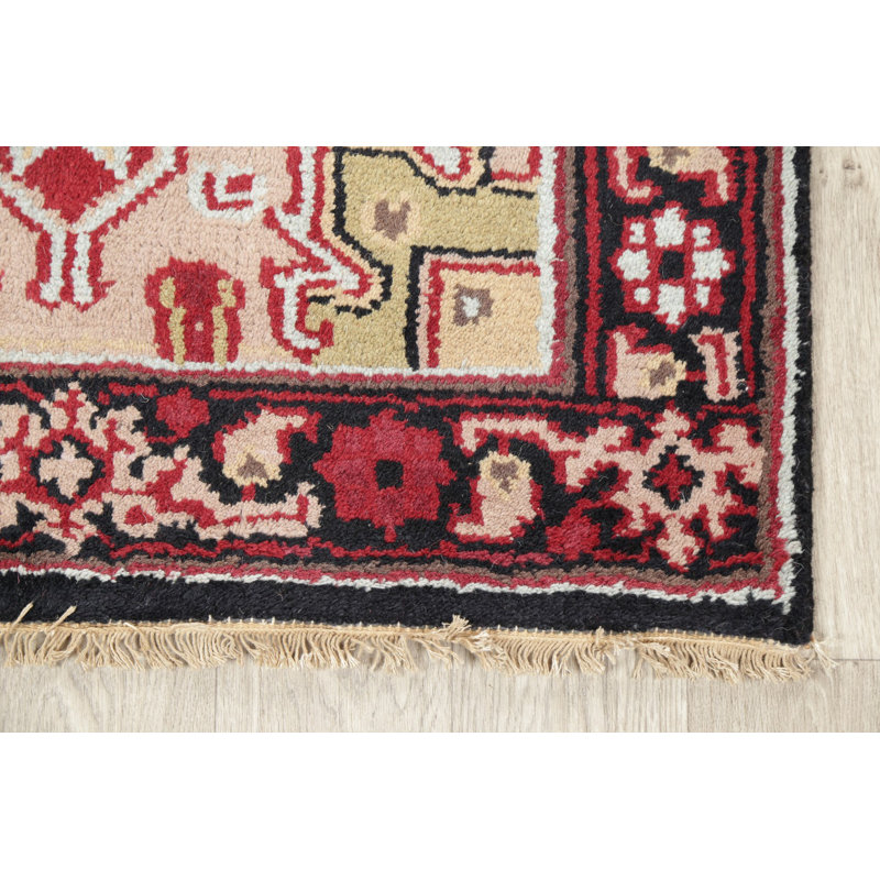 Tapis traditionnel rouge à motif géométrique 3x5