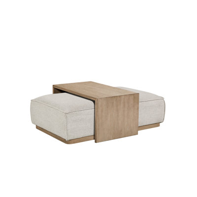 Gray Upholstered And Tray Table Pair, Oak Veneer Tray, Fabric, Base, 47 Inches Long, 28.5 Wide, 14 Tall Unit,