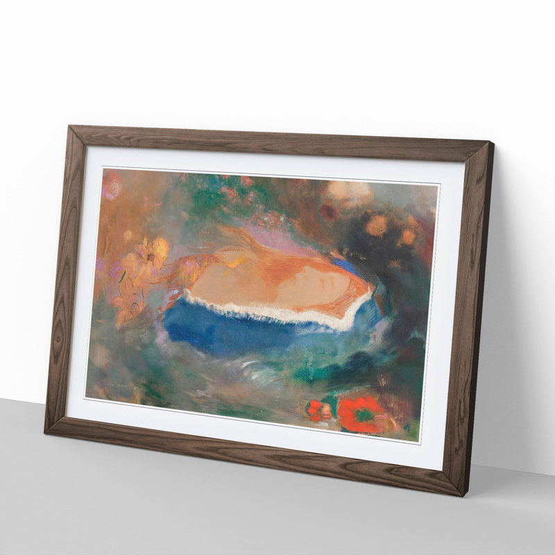 Ophelia with a Blue Wimple by Odilon Redon - Framed Print, Walnut Framed, 36cm H x 48cm W x 2cm D
