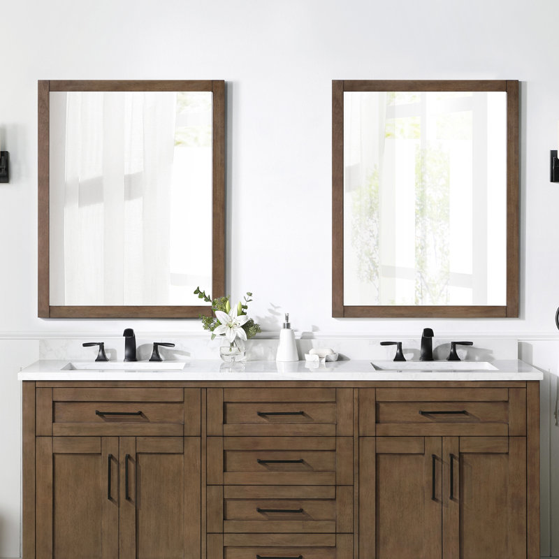 Tahoe OVE Decors 71" Double Bathroom Vanity Set with Mirror, Almond Latte