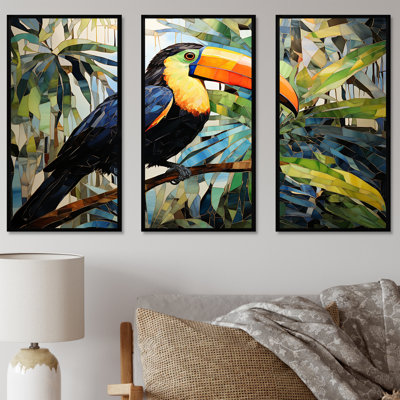 Yellow And Green Toucan Mosaic III - Toucan Animal Wall Art