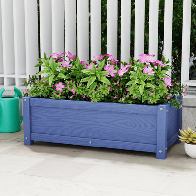 HIKHDPE Rectangular Planter Box with Drainage Holes HDPE Garden Bed Poly Window Box,Waterproof, Weather Resistance