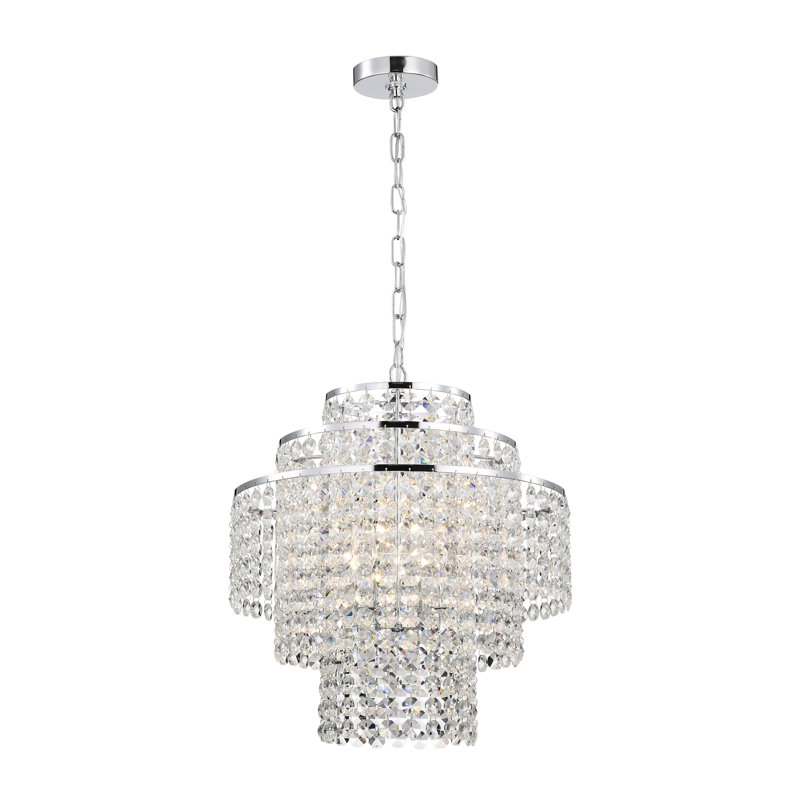 Hythe Dimmable Tiered Chandelier, Chrome, 20.5" H x 18" W x 18" D