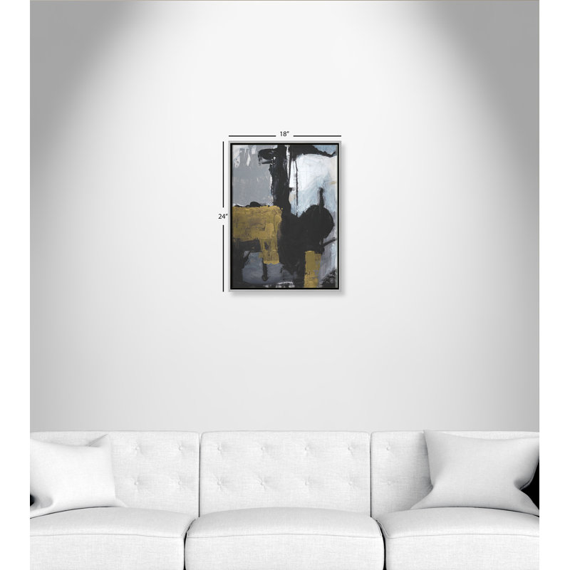 «24K Abstraction - Floater Frame», reproduction d'art sur toile, H 24 po x l 18 po x P 2 po, Cadre argenté