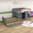 Full Wooden Loft Bunk Bed with Closet, Storage Drawers-236506167