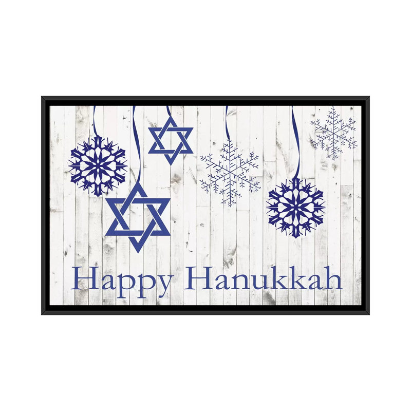 «Punny Hanukkah» par Alicia Ludwig - impression d'art graphique, Aucun mat, Toile avec cadre noir