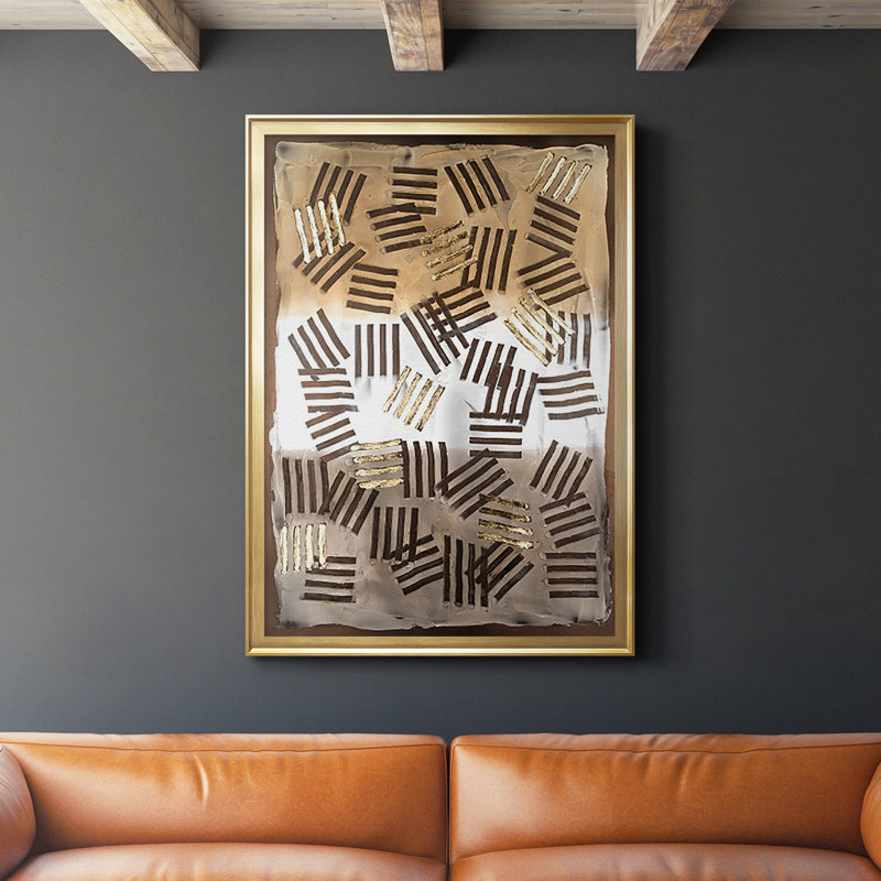 Raffia Palm I, reproduction encadrée de qualité supérieure - prête à être accrochée, Papier avec cadre doré, Pas de tapis