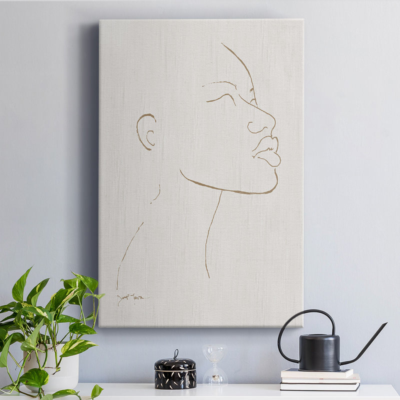 Portrait croquis I, toile tendue avec châssis de qualité supérieure - prête à être accrochée, L 40 po x H 60 po
