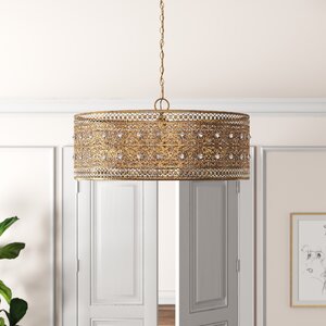 Josie 3 - Light Unique Drum Chandelier with Crystal Accents