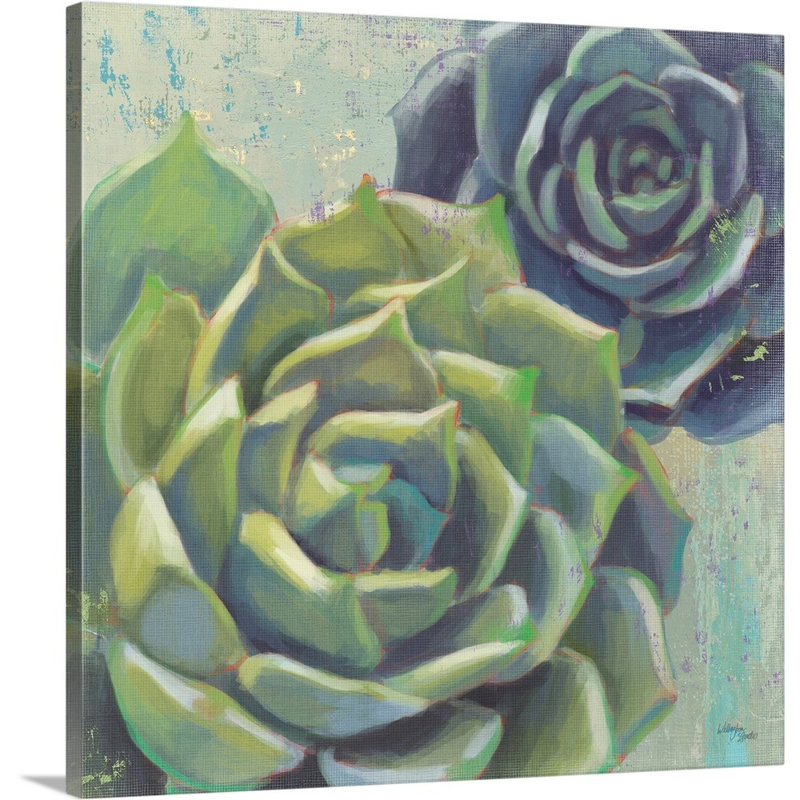 «Succulents I Crop», art mural sur toile, Toile tendue, H 12 po x l 12 po x P 1,25 po