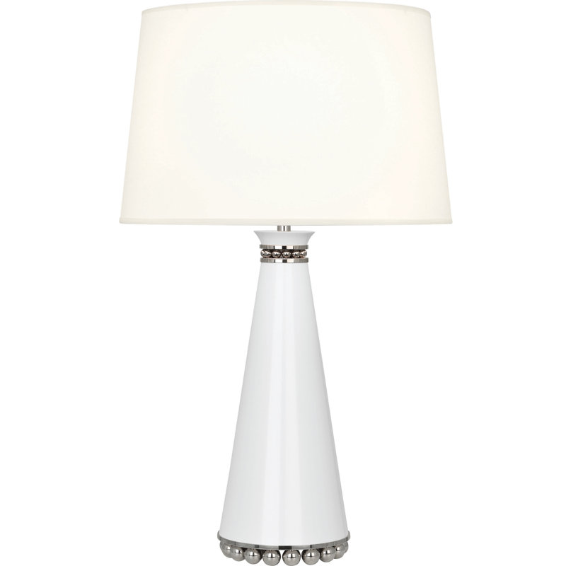 Pearl Metal Table Lamp, Lily Polished Nickel/White