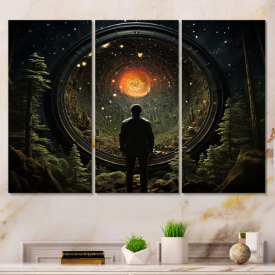 Mystic Flora Man Walking To Mystic Forest I - Abstract Landscape, art mural