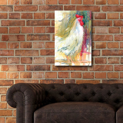 «White Rooster» par Annelein Beukenkamp, art mural en verre acrylique