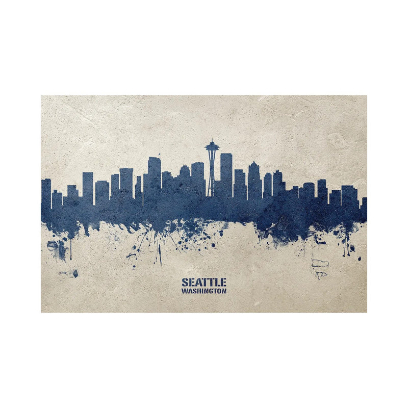 Seattle Washington Skyline Concrete by Michael Tompsett - Wrapped Canvas Gallery-Wrapped Canvas Giclée