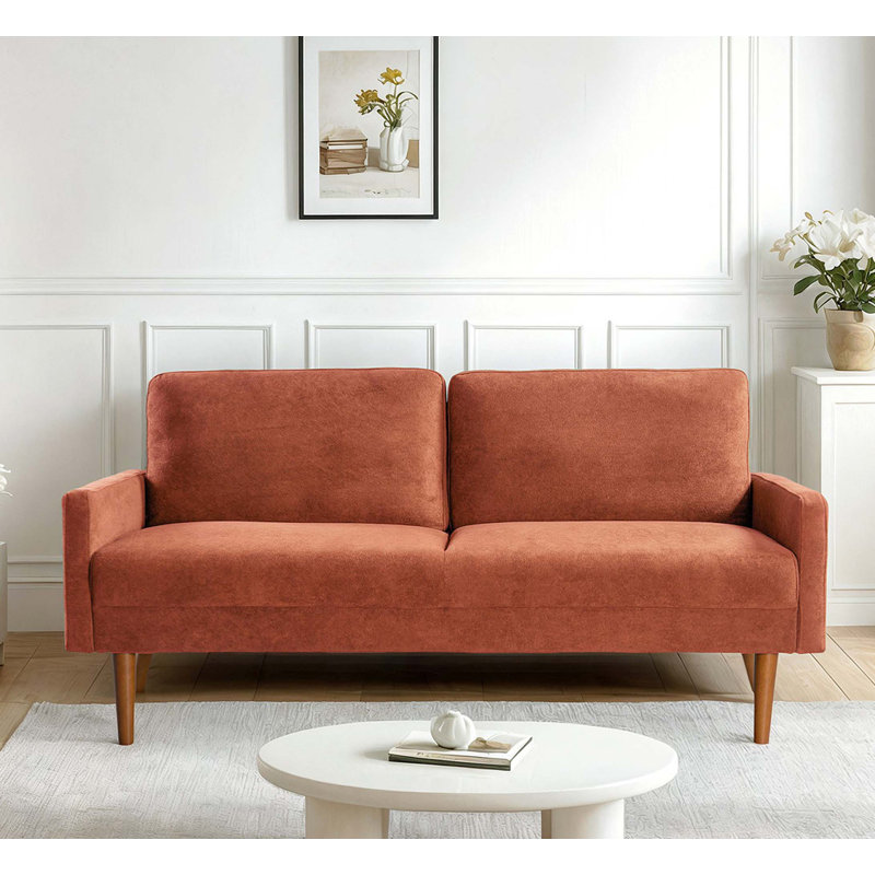 Modern design upholstered Sofa, 33.07" H x 67.32" W x 29.92" D, Orange