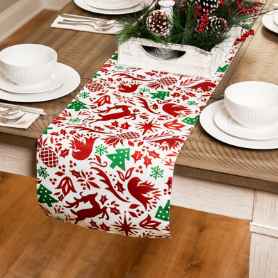 Chemin de table rectangulaire Christmas Reindeer And Doves - 72 po