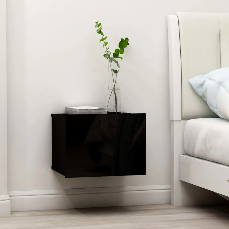 Aumiller 40cm W Manufactured Wood Bedside Table, Black, 1