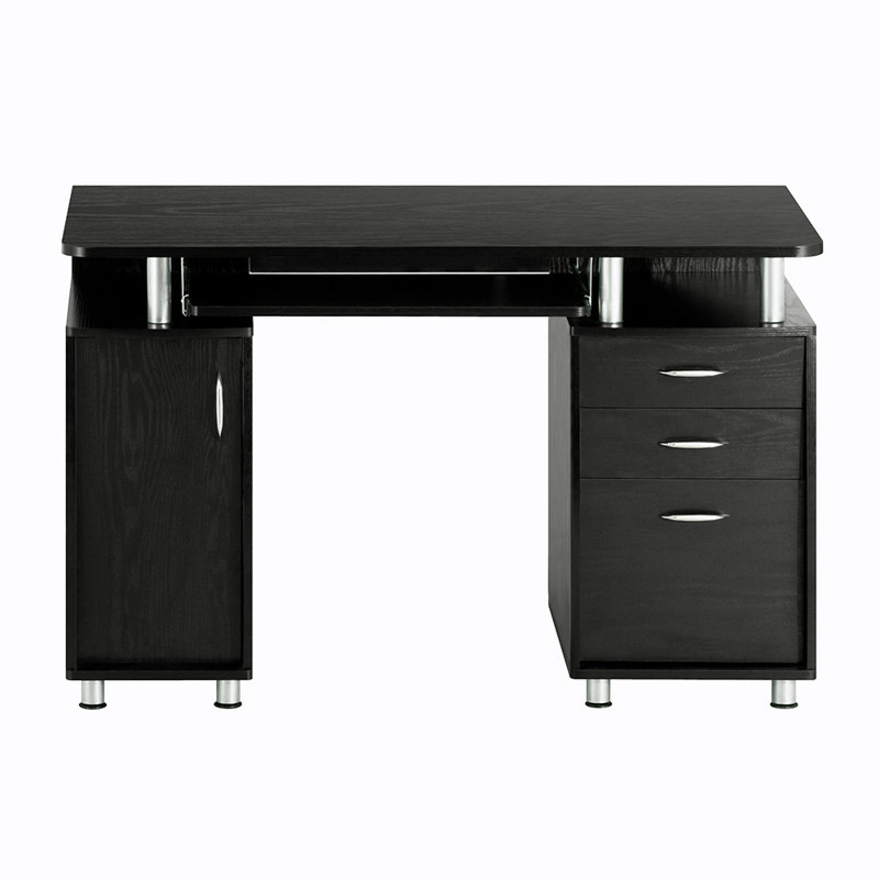 Harris 48'' Floating Computer Desk with Drawers and Storage Cabinet, Espresso