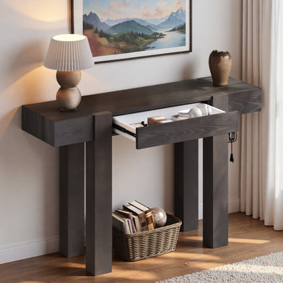 Minimalist Console Table With Hidden Drawer And Side Power Outlet