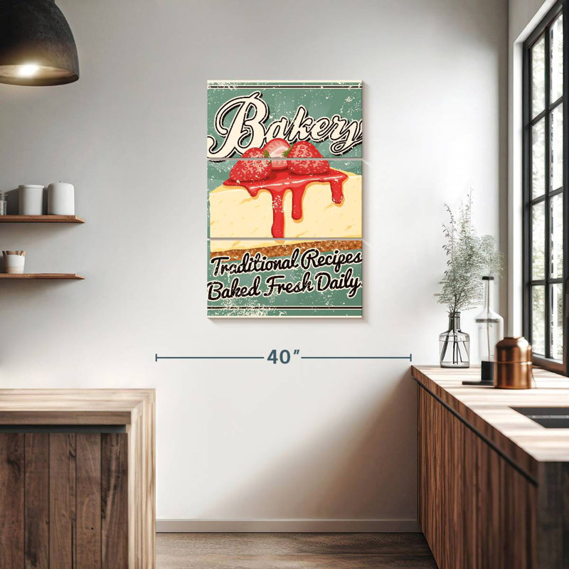 Plaque murale Kema Strawberry Cheesecake Bakery, H 38 po x l 24 po