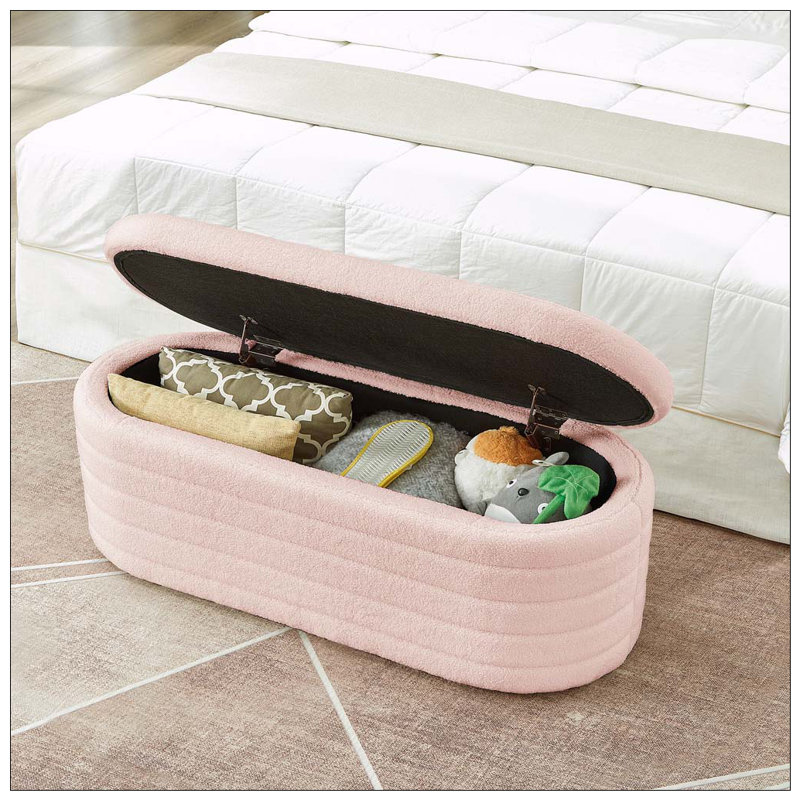 Banc de rangement moderne avec repose-pieds ovale, Pink