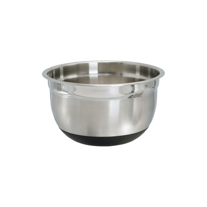 Buckingham Deep Salad Mixing Bowl Stainless Steel With Black Silicone Base, 21.5cm