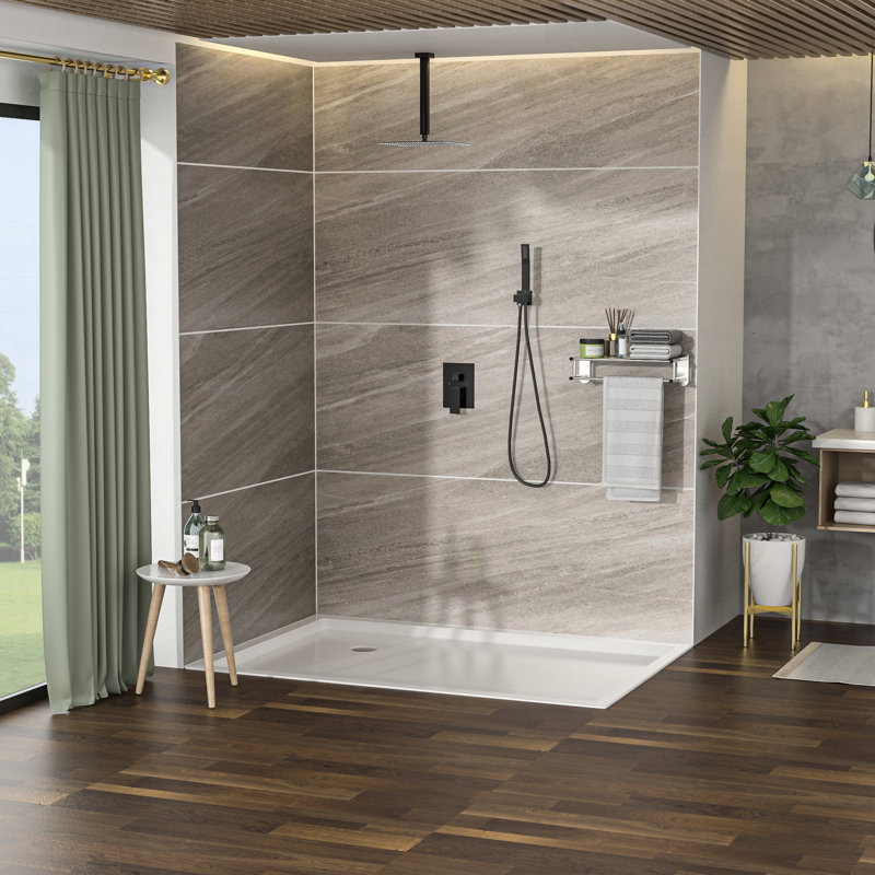 Système de douche à double tête avec jet de pluie de plafond de 12 pouces, Noir