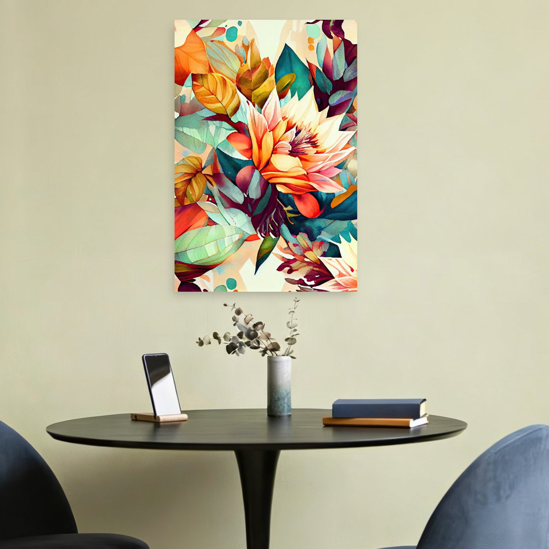 Vibrant Floral Watercolor Abstract Contemporary Flower Nature Wall Art Print