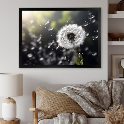 White Black Dandelion Whispers III - Dandelion Wall Art